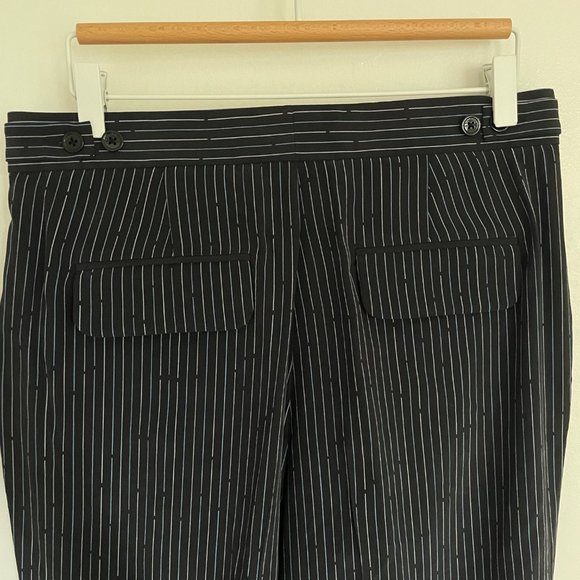 Equipment Pleated Black Silk Striped Pants - Picture 4 of 10